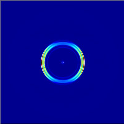 Figure 5: Electron rings associated with H2O. Two rings can be seen, corresponding to two different kinetic energies from two separate molecular orbitals.