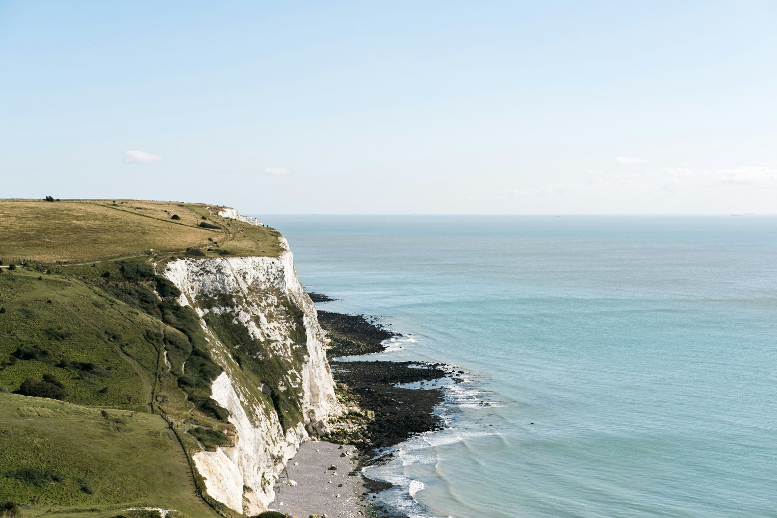 Naturally formed calcium-carbonate, seen as the Cliffs of Dover.