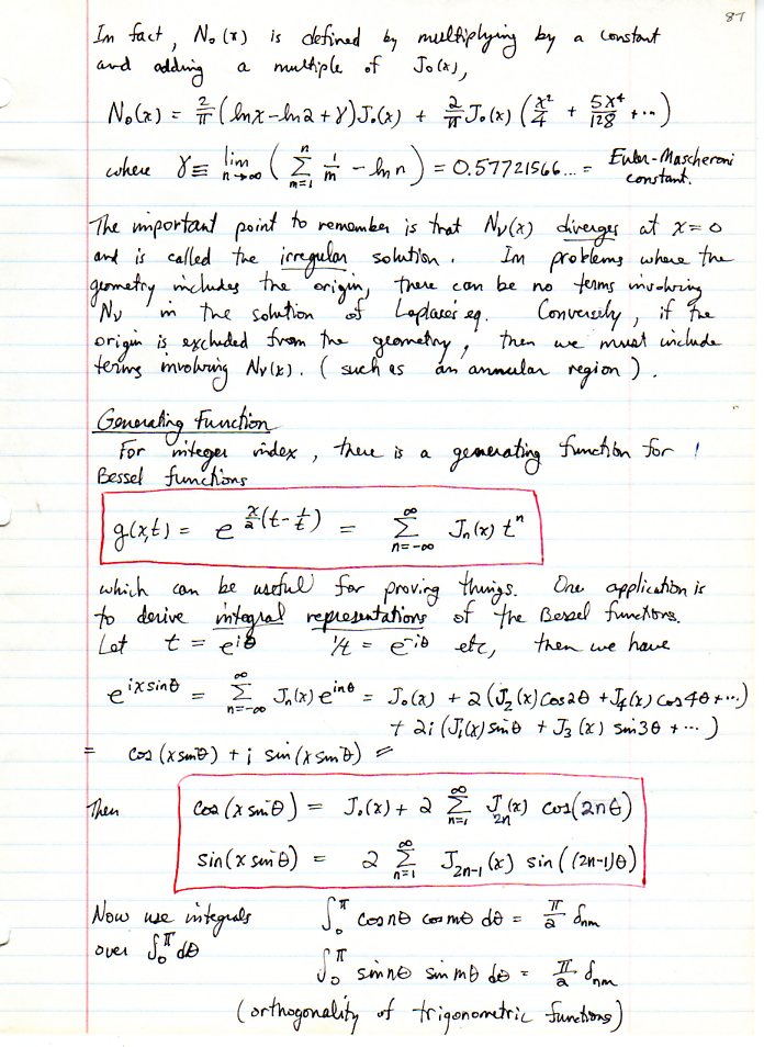 Laplace Equation In Cylindrical Coordinates Talkchannels Equation In Cylindrical Coordinates Bessel Functions Electrodynamics I Ksu Physics