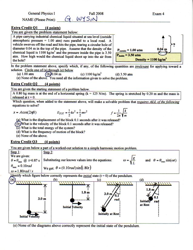 GP I Fall 2008 KSU. Exam 4 Solution